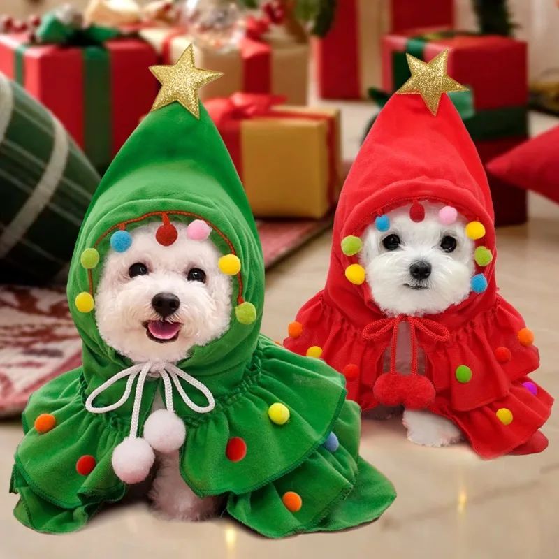 Autumn And Winter Christmas Pet Clothes Two Color Cloak Pet Cloak Shawl Dog Transfiguration