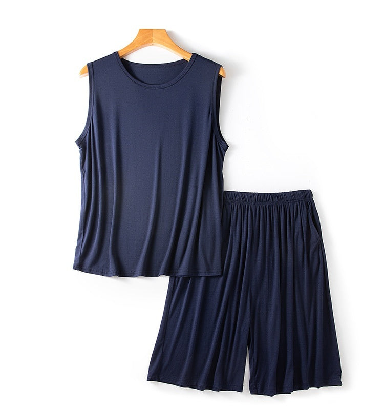 Men's Modal Vest Shorts Summer Loose Plus Size Sleeveless