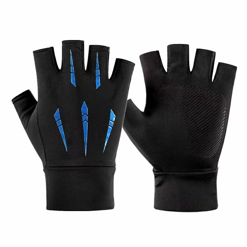 Summer Outdoor Sports Half-finger Gloves Made From Ice Silk With A Non-slip Grip