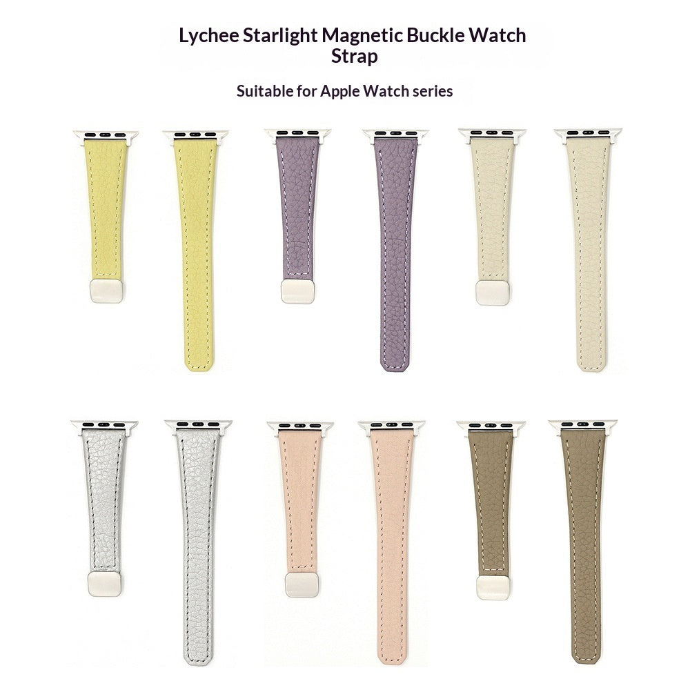 Litchi-pattern Genuine Leather Watch Strap For Watch Straps