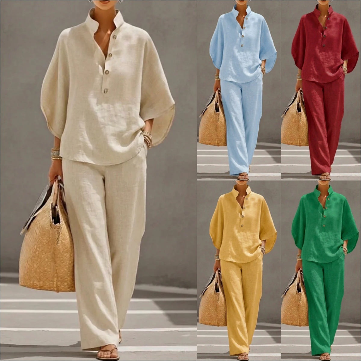Women’s Casual Shirt and Full-Length Pants Set