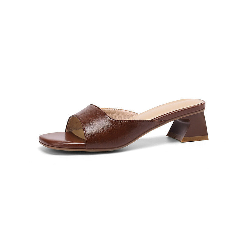 French Retro Chunky Heel Sandals for Women