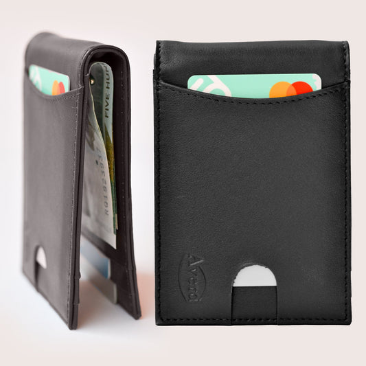 Avera Herren Brieftasche Echtes Leder Schlank RFID-Schutz Zweifach gefaltete Geldbörse mit Geldklammer