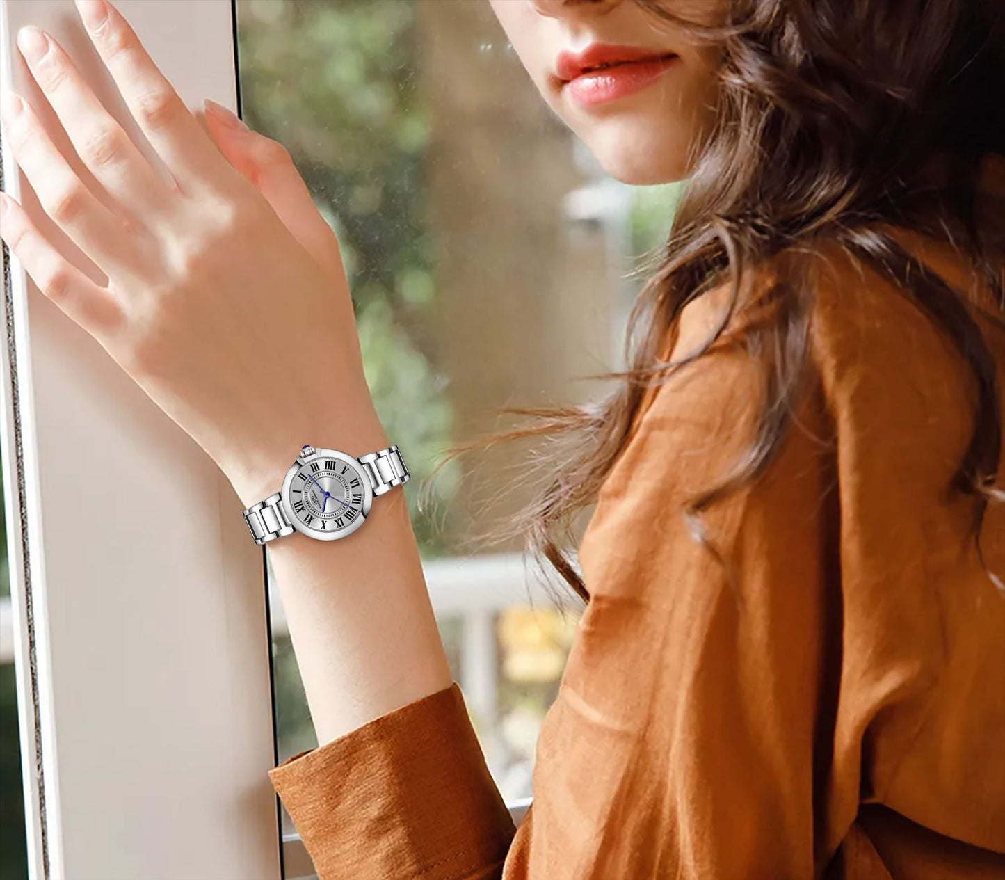 Women's Roman Numeral Steel Band Wristwatch