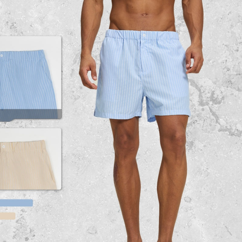 Mens Summer Lightweight Loose-fit Striped Ultra-short Shorts Minimalist Style