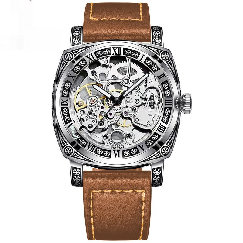 Relief-cut Hollowed-out Fully Automatic Mechanical Watch For Men