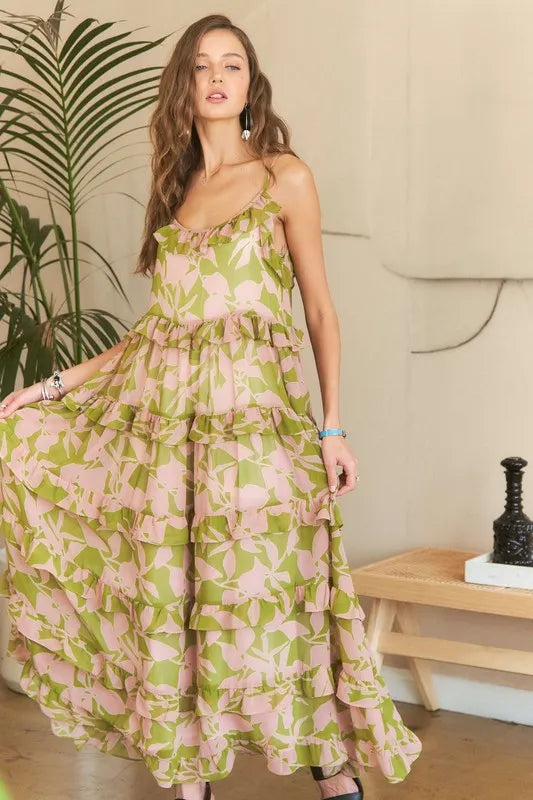 Ruffled Tiered Scoop Neck Cami Summer Dress – Flirty Ruffled Cami Dress with Scoop Neck & Tiered Details