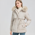 Waist Trimming Short Hooded New Big Fur Collar Coat Women's Clothing