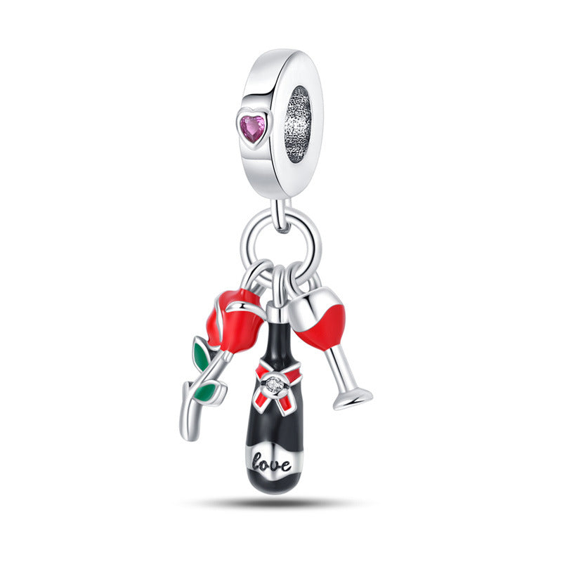 Festive-themed Beer Glass And Wine Glass Pendant Bead Bracelet Accessories