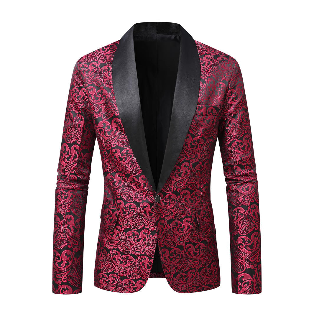Mens Casual All Matching New Jacquard Blazer