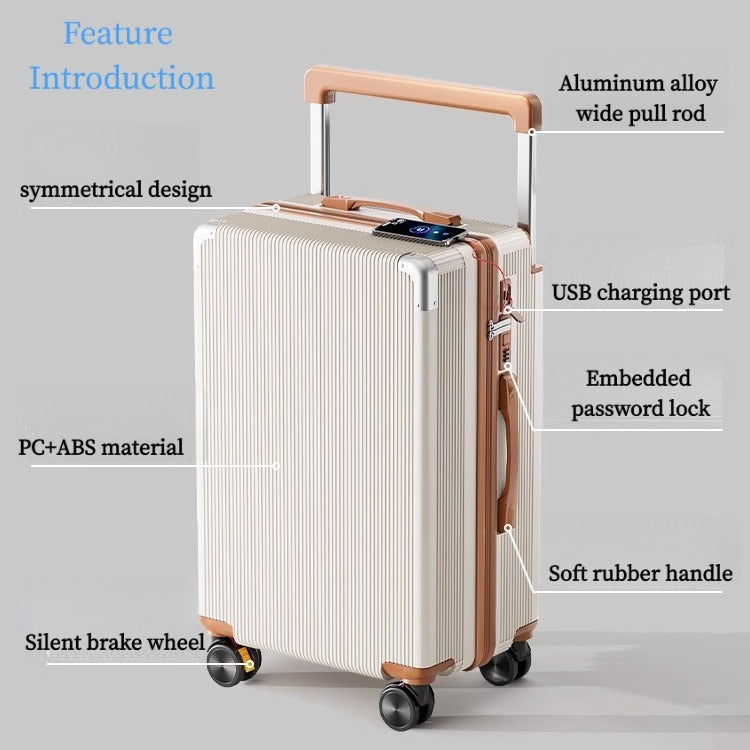 20 Inch 24 Inch Wide Handle Luggage, Silent Rotating Wheel Travel Luggage, Durable Password Lock Carry On Luggage