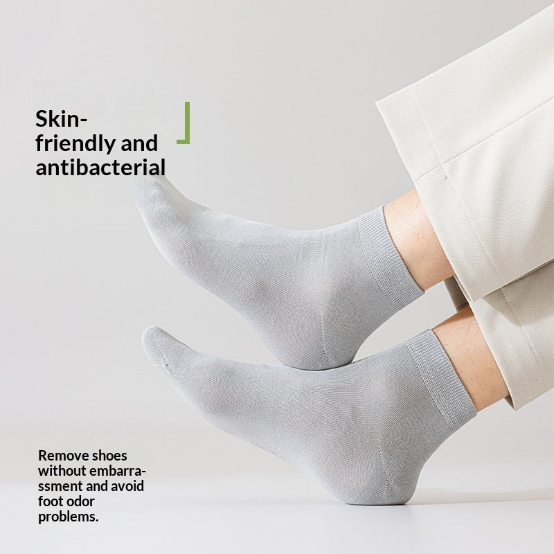 Men's Pure Cotton Odor-Resistant Sweat-Absorbent Mid-Calf Socks For Summer