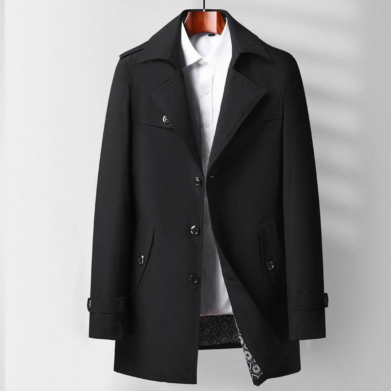 Mid-length Lapel Casual Fashionable Versatile Trench Coat For Young And Middle-aged