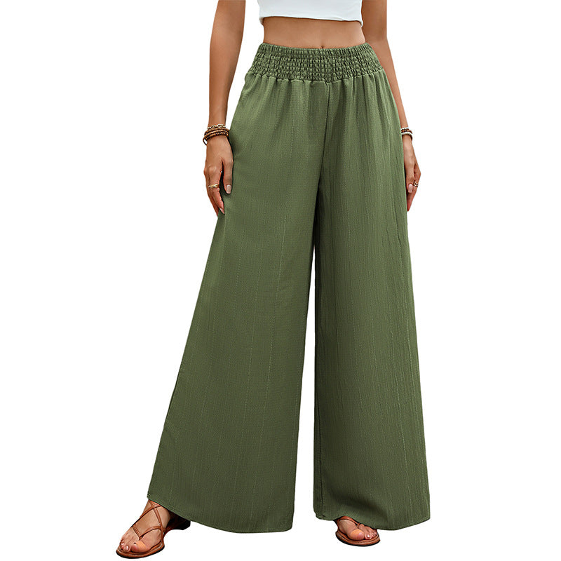 Green Casual Wide-leg Pants For Women