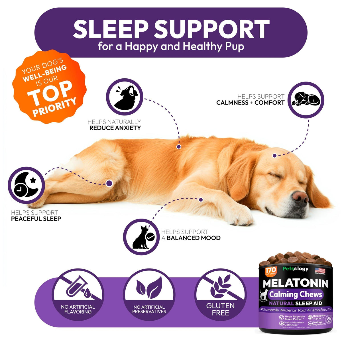 Melatonin Calming Chews for Dogs 170 Chews