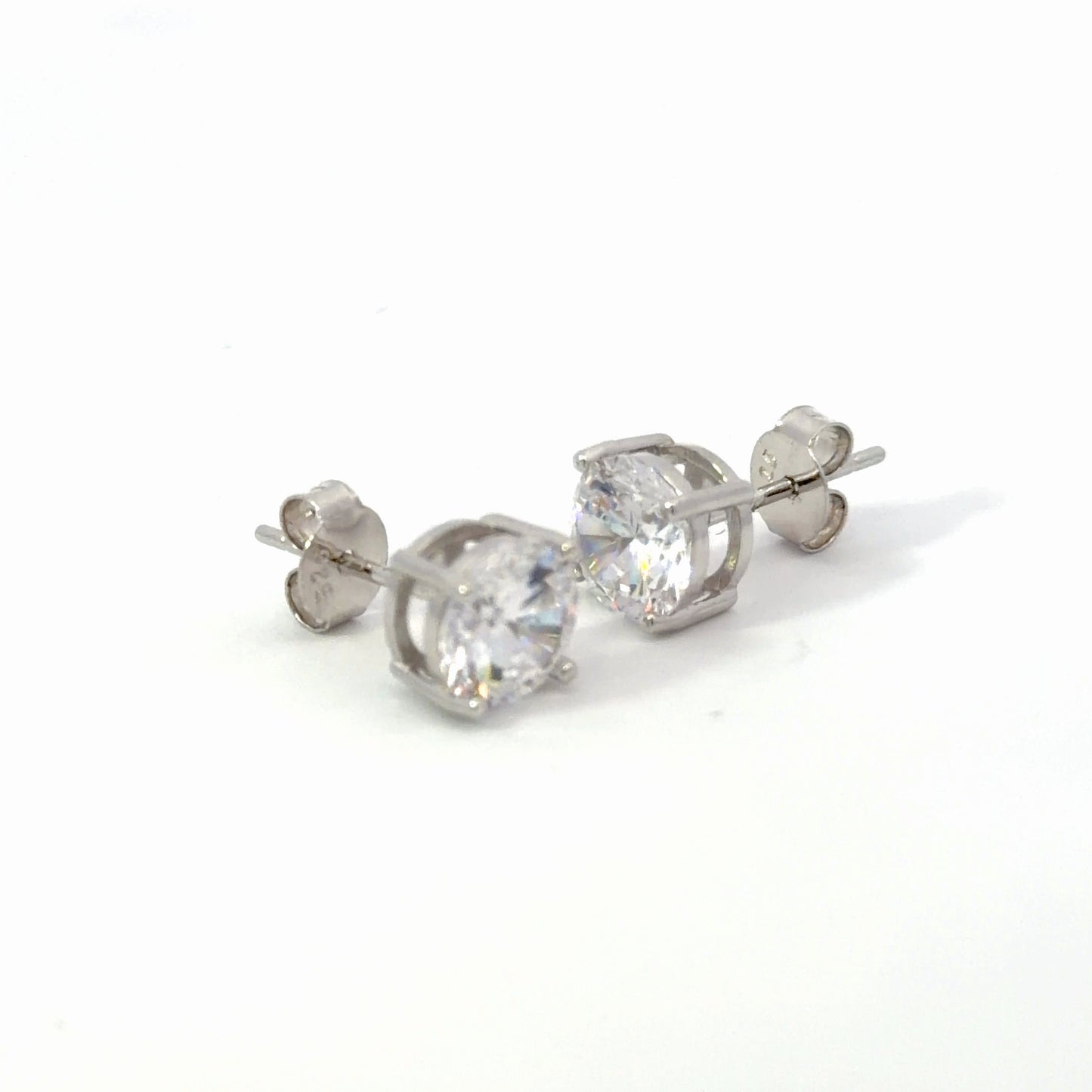 7mm Ohrstecker, Brillant, rhodiniert