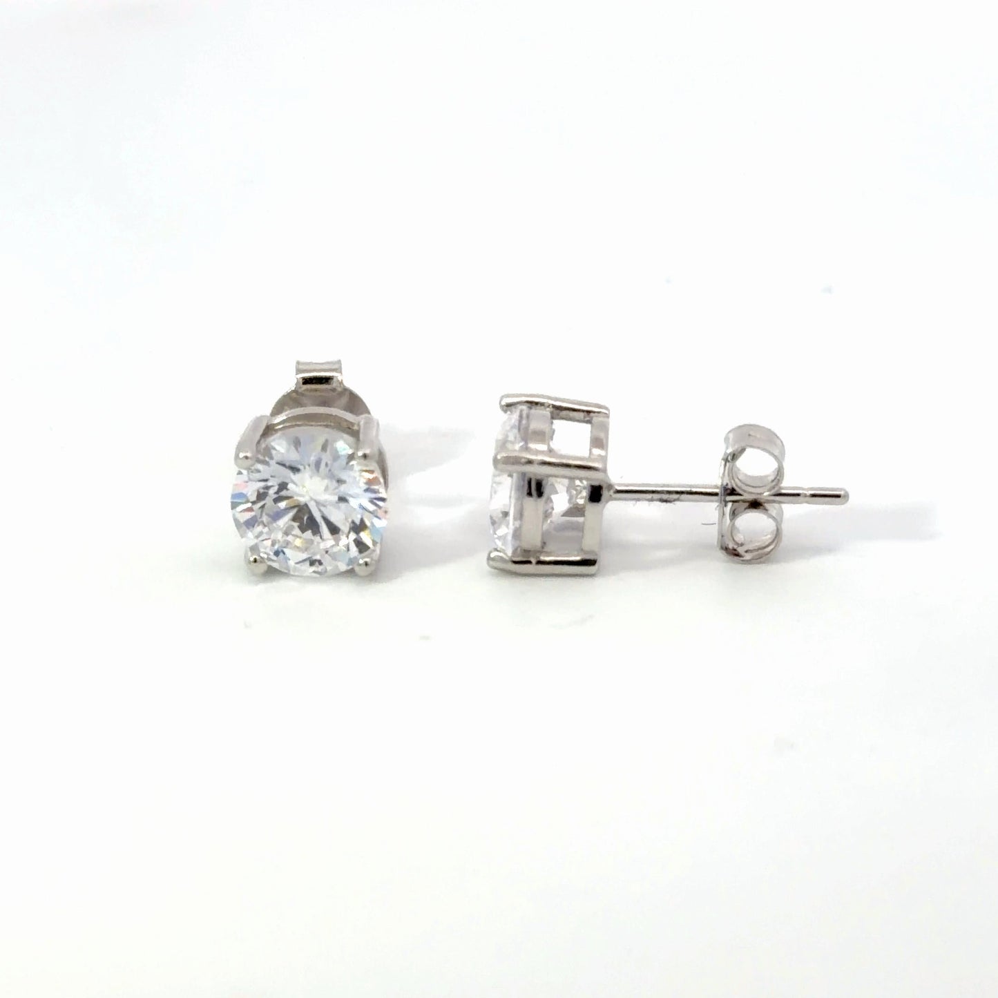 7mm Ohrstecker, Brillant, rhodiniert