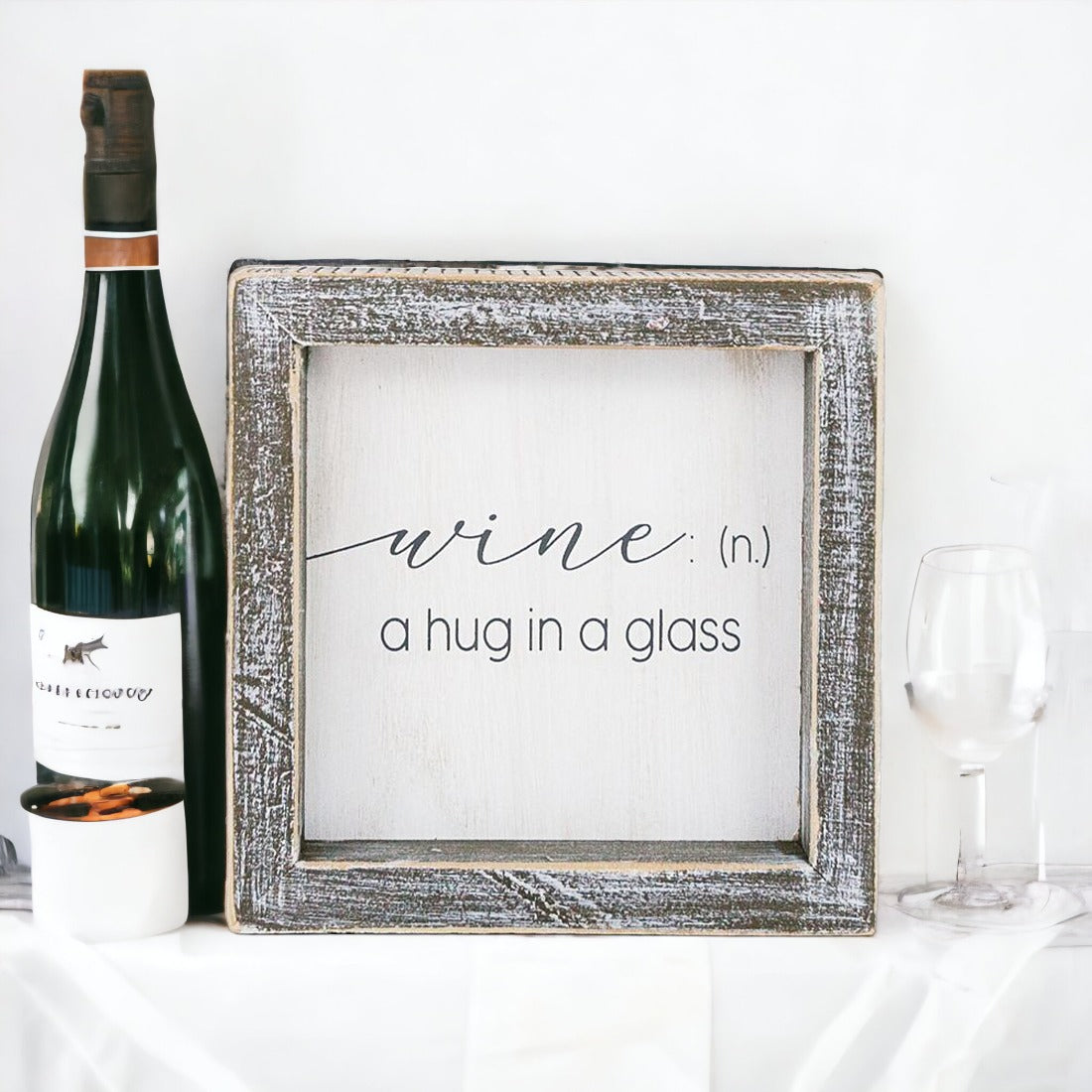 Framed Wine Sign Wall Art Rustic Home Decor For Wine Lovers Kitchen Bar Display Gift