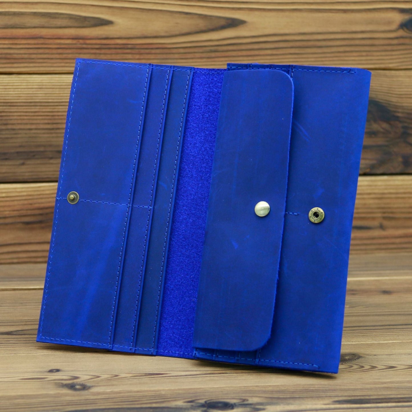 Retro Crazy Horse Leather Men's Long Wallet Handbag