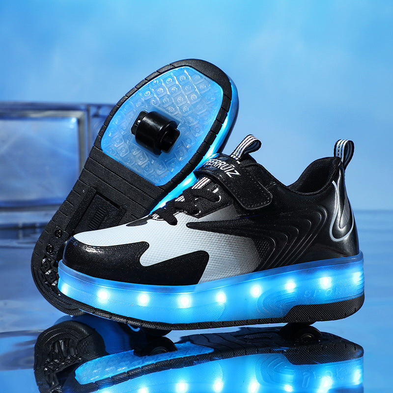 Children's Rechargeable Two-wheel LED Light-up Shoes