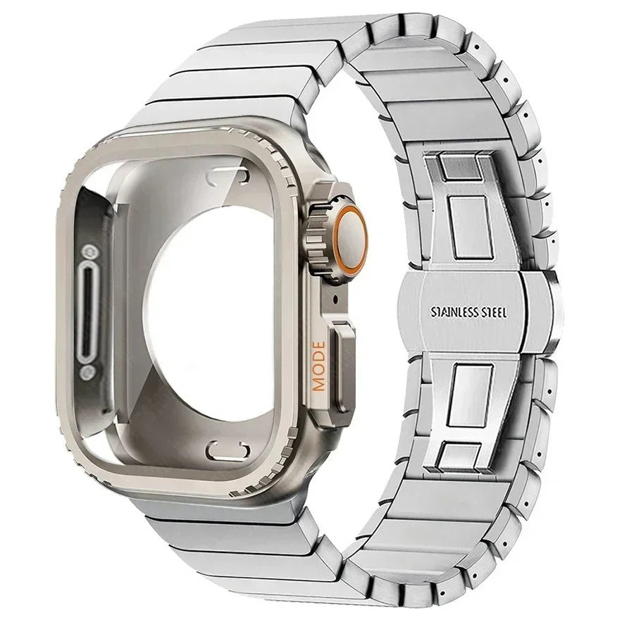 One-piece Butterfly-clasp Stainless Steel Metal Watch Strap