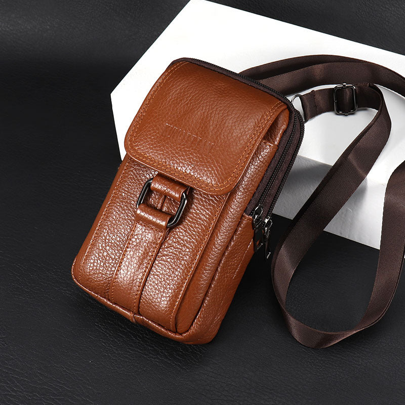 Leather Men's Mobile Phone Bag Multifunctional Waist Bag