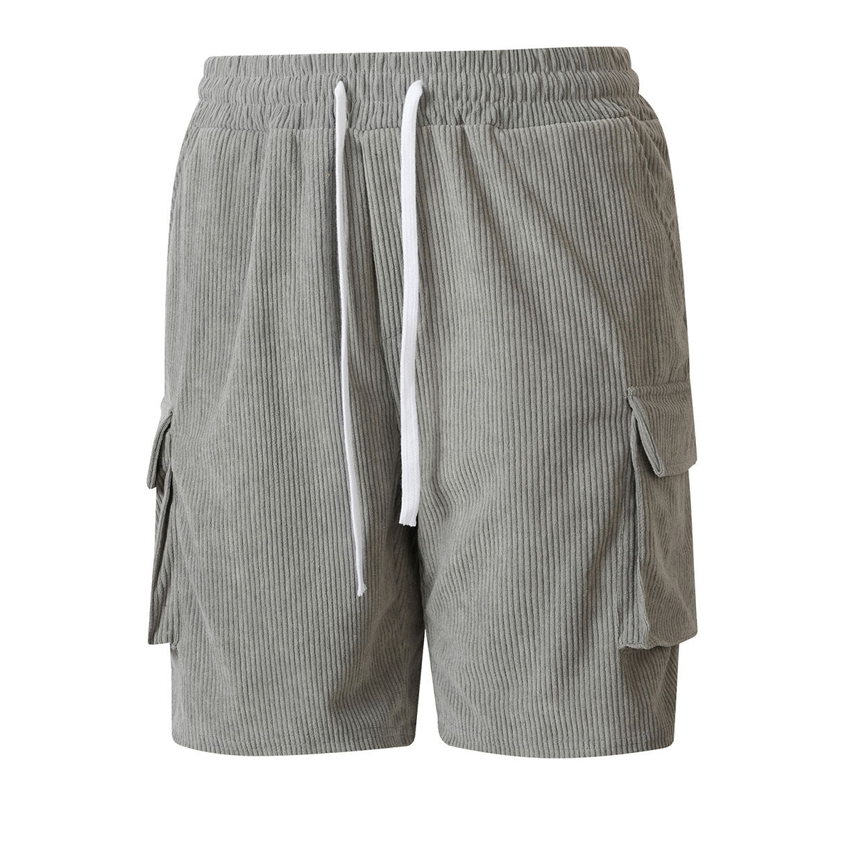 Corduroy Utility Shorts With An Elastic Waist And Drawstring