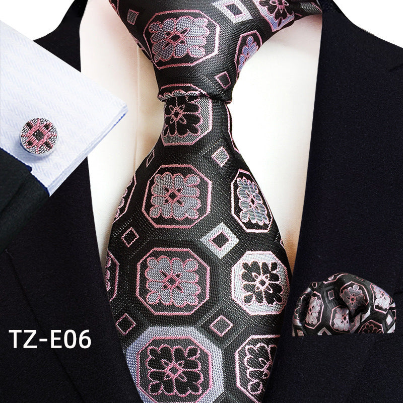 Paisley Tie Square Scarf Pocket Square Cufflinks Three-piece Set