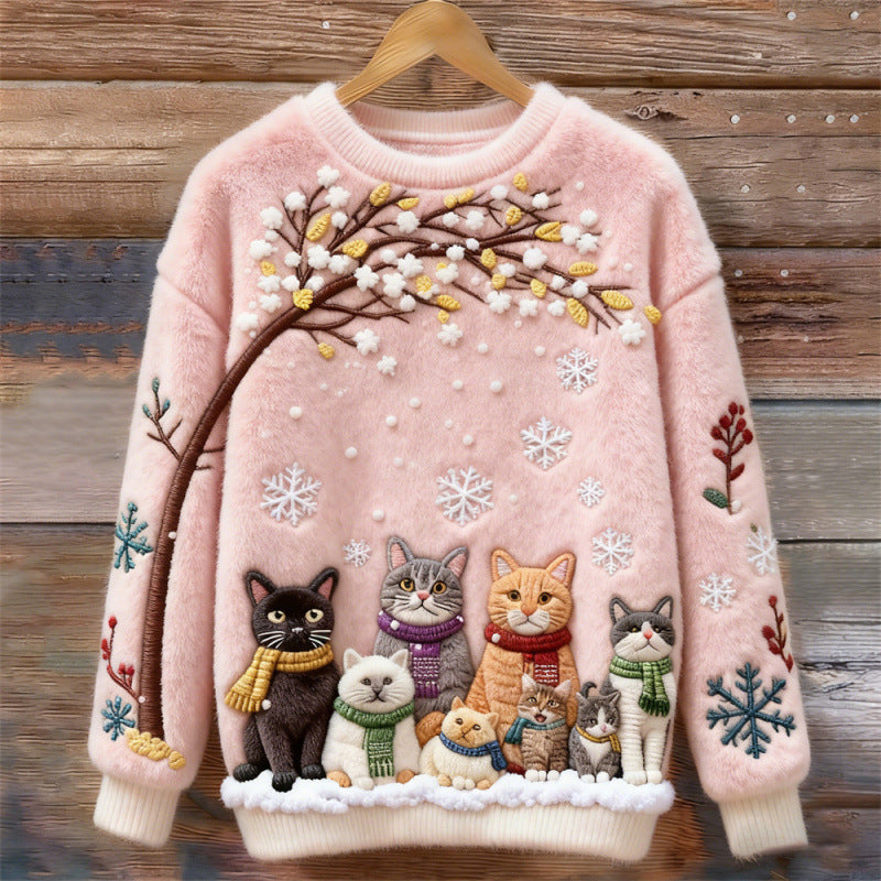 Cross-border Women's Clothing Amazon Independent Station Autumn And Winter Christmas Cute Hooded Sweatshirt Flannel Women's Long-sleeved Shirt