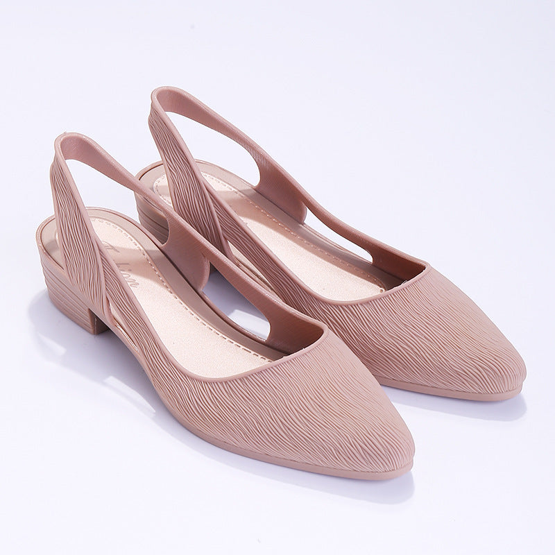 Womens Sandals, Peep-toe, Low Heel, Non-slip Pumps