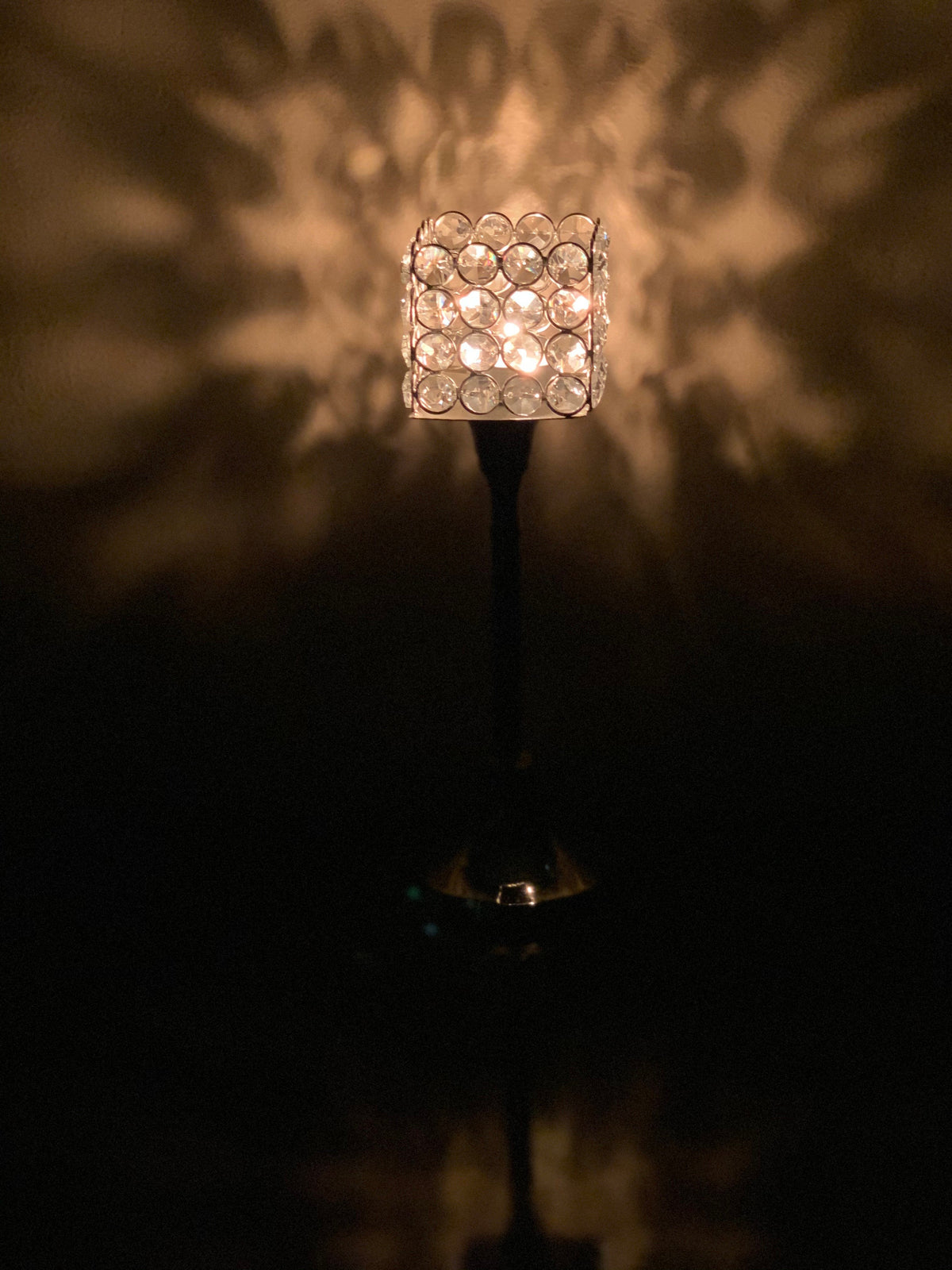 Vibhsa Hurricane Crystal Candle Holder | Square, 10", Tealight Centerpiece