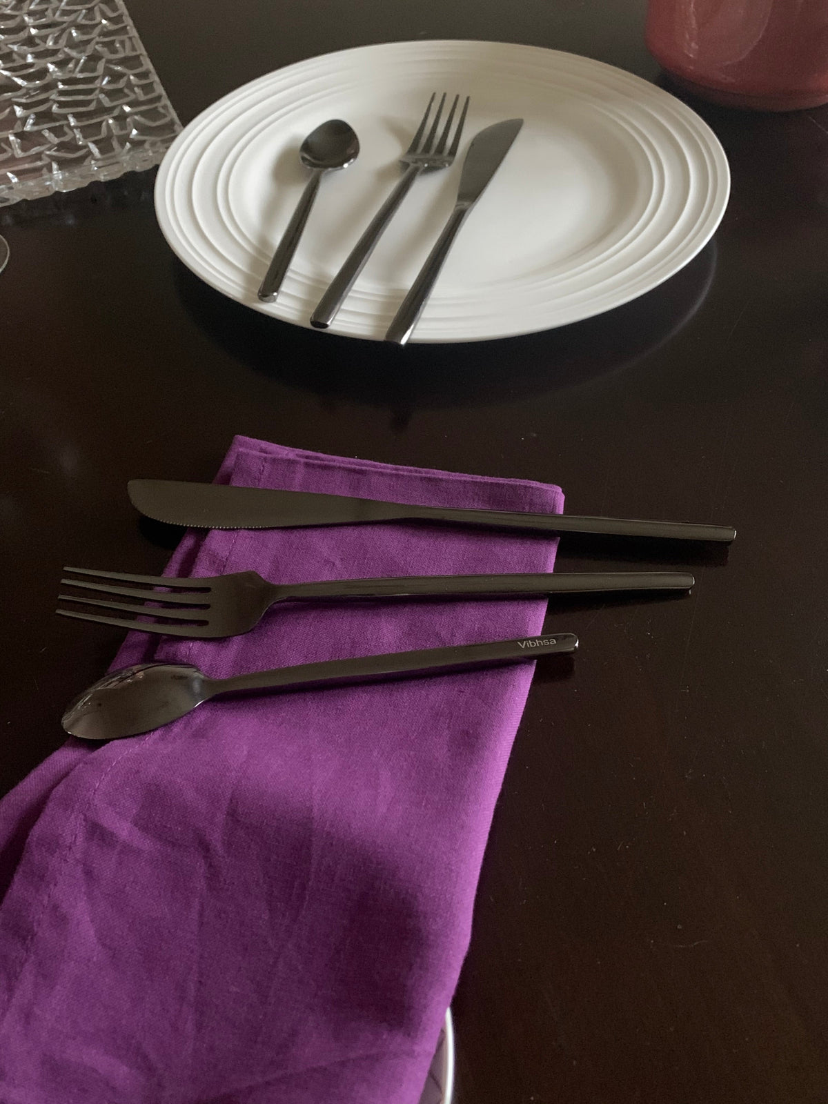 Vibhsa Black Stainless Steel Flatware 36 PC Set