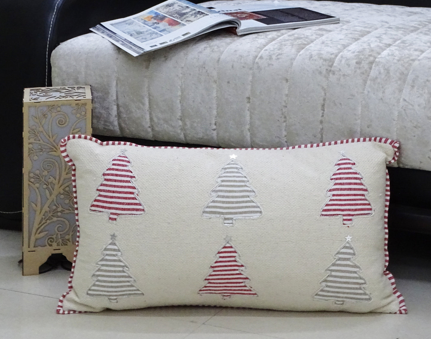 Christmas Pillow Colorful Tree 14" x 24"