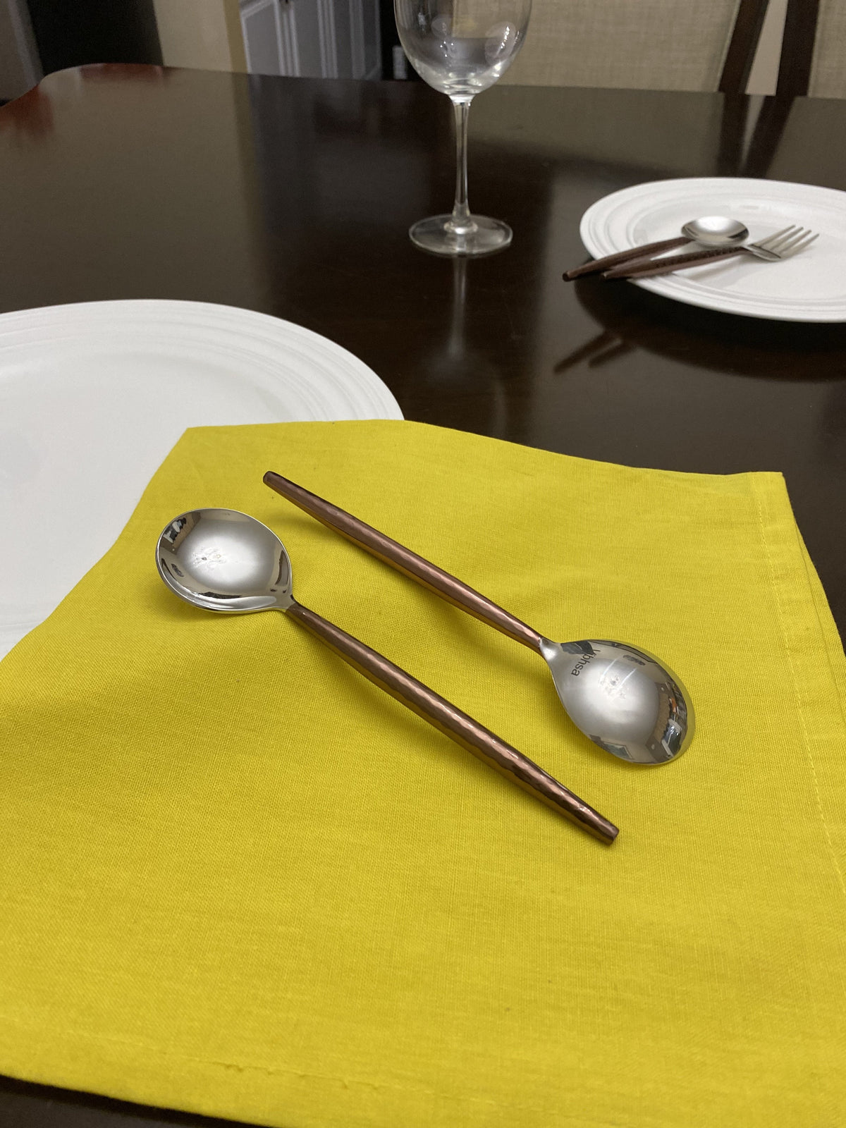 Vibhsa Stainless Steel Soup spoons Set of 6 Pieces-Brown