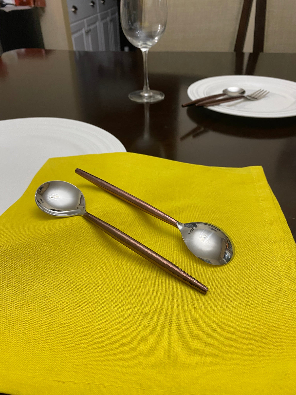 Vibhsa Stainless Steel Soup spoons Set of 6 Pieces-Brown