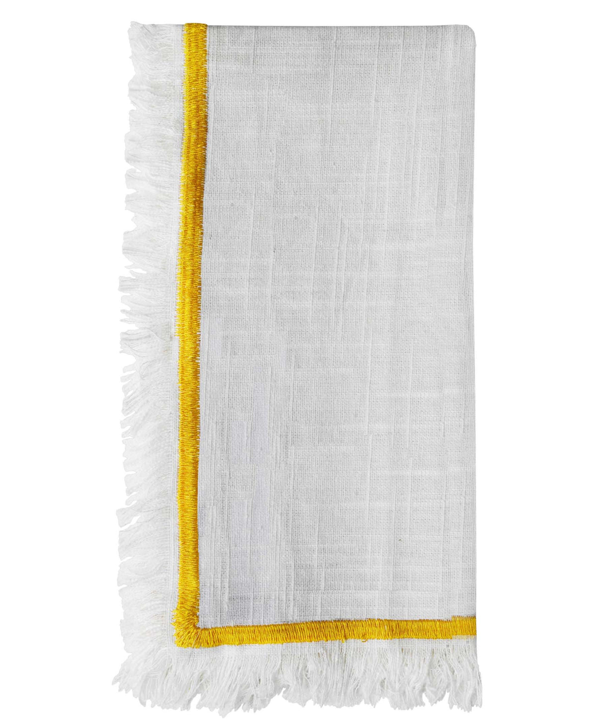 Vibhsa Cotton Table Napkins | Set of 4, Yellow Embroidery, 20"x20"