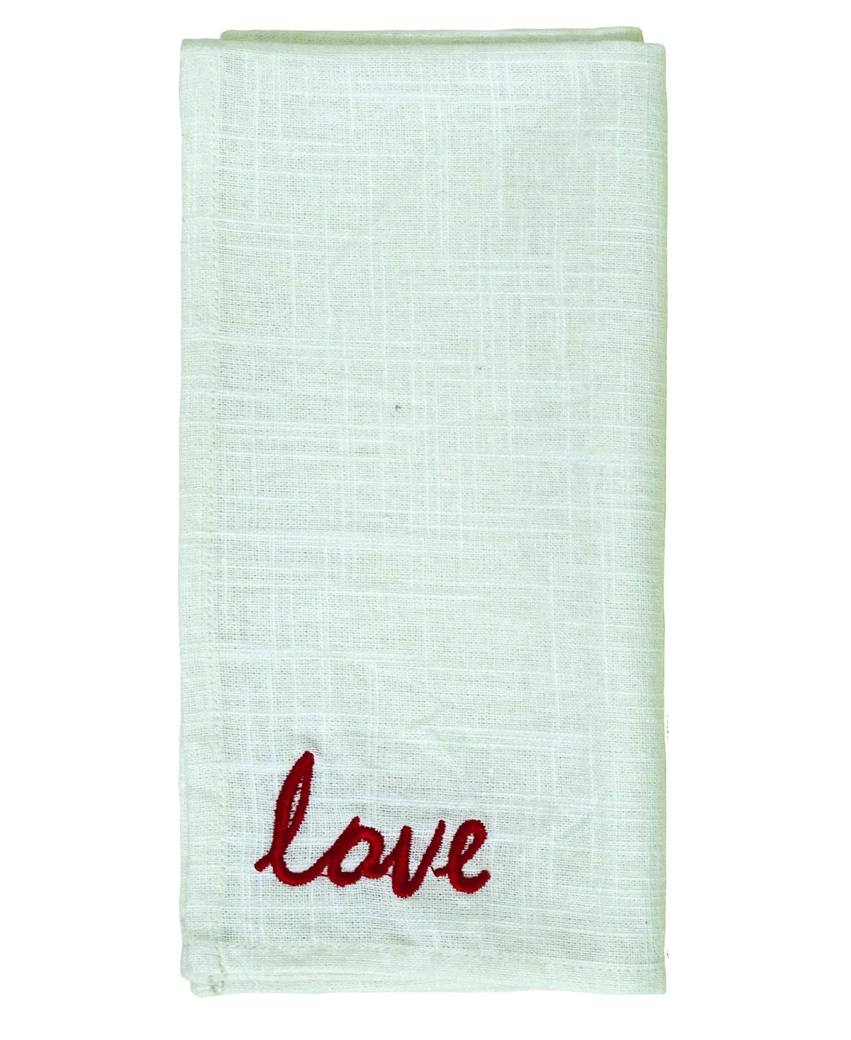 Vibhsa Cotton Table Napkins | Set of 4, Red Embroidery, 20"x20"
