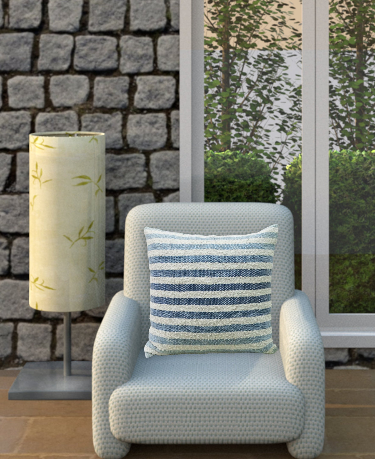 Vibhsa 100% Cotton Ombre Textured Stripe Pillow