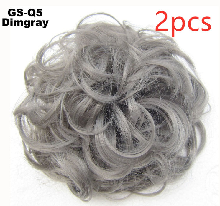 Fluffy Drawstring Curly Hair Bun Hair Set