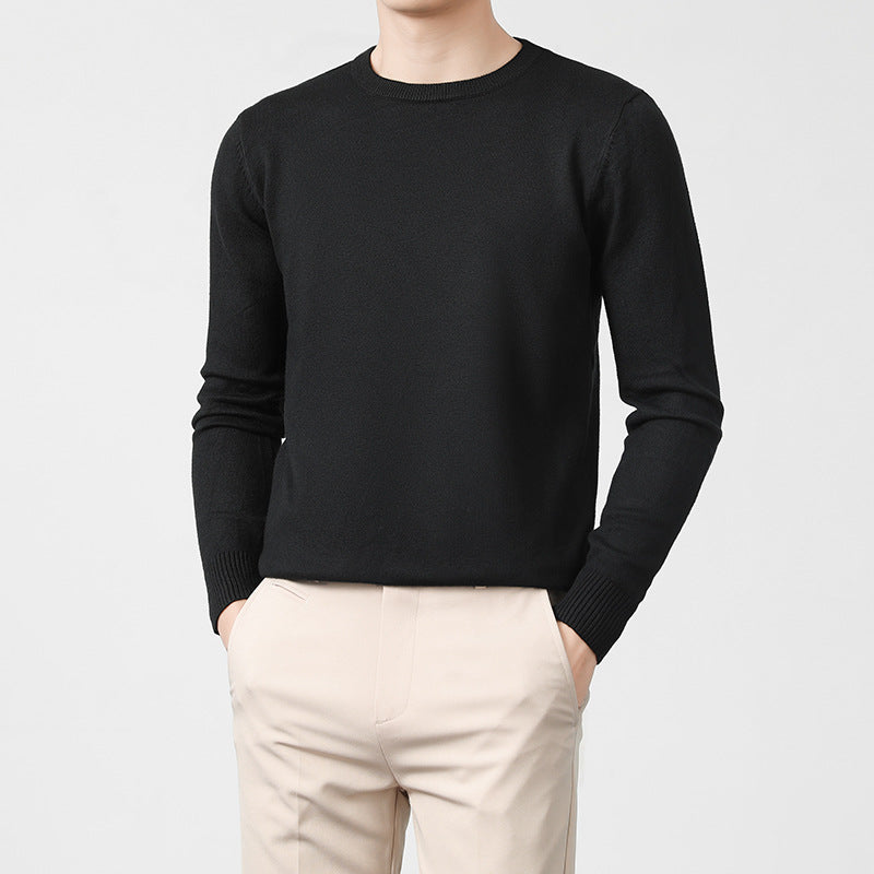 Mens Thickened White Knit Bottoming Sweater