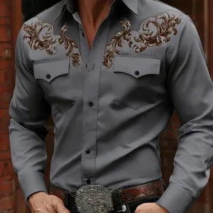 Mens Summer Short-Sleeve Striped Floral Shirt