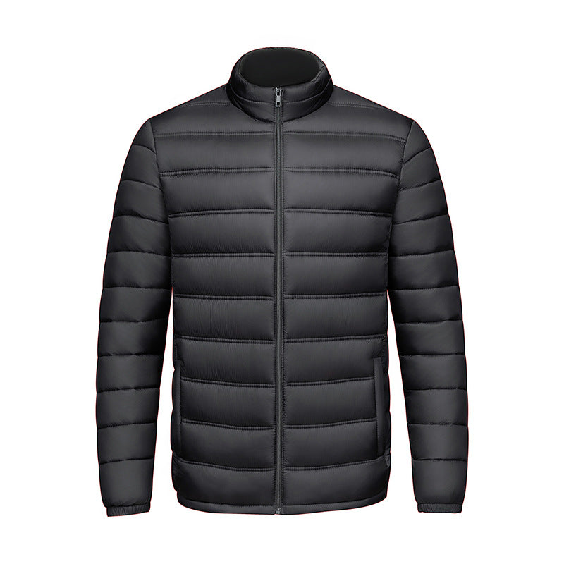 Mens Warm StandUp Collar Zippered CottonPadded Jacket