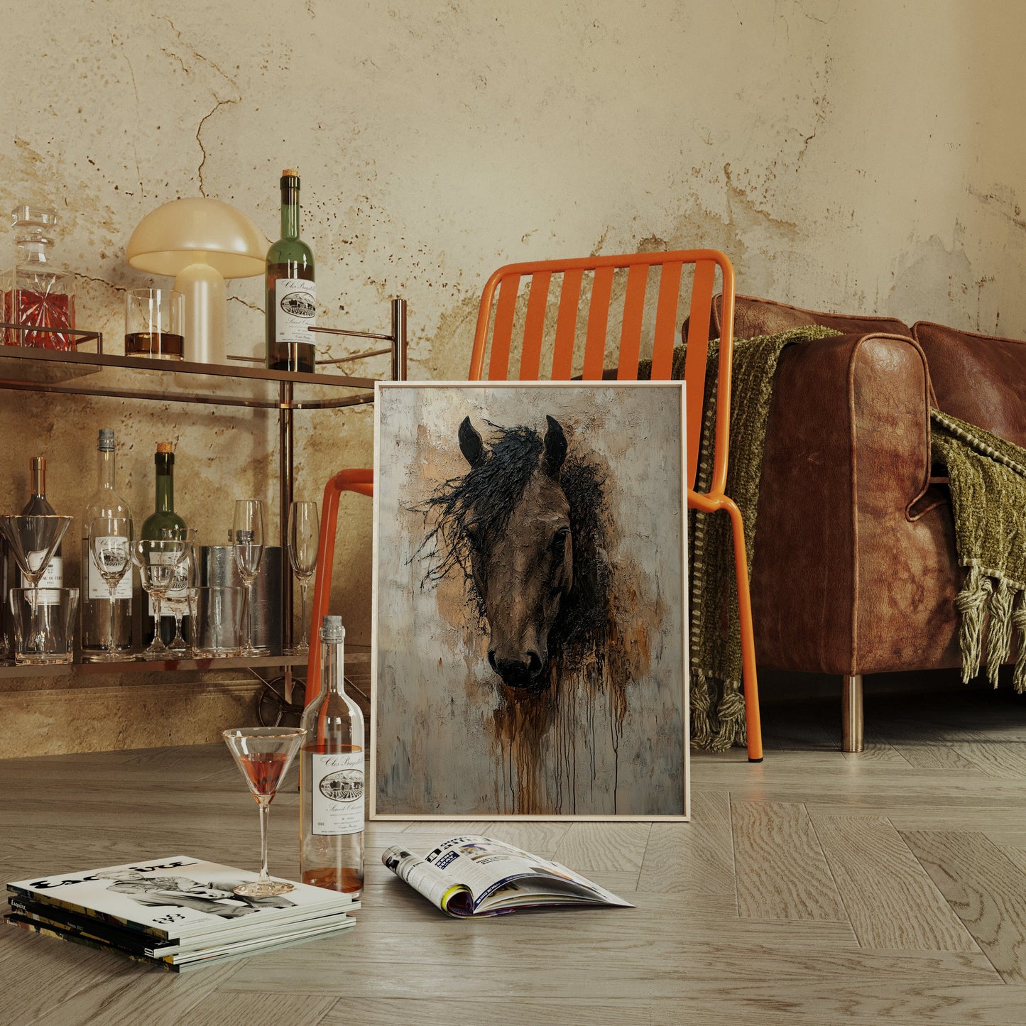 Rawhide Gaze Textured Horse Portrait