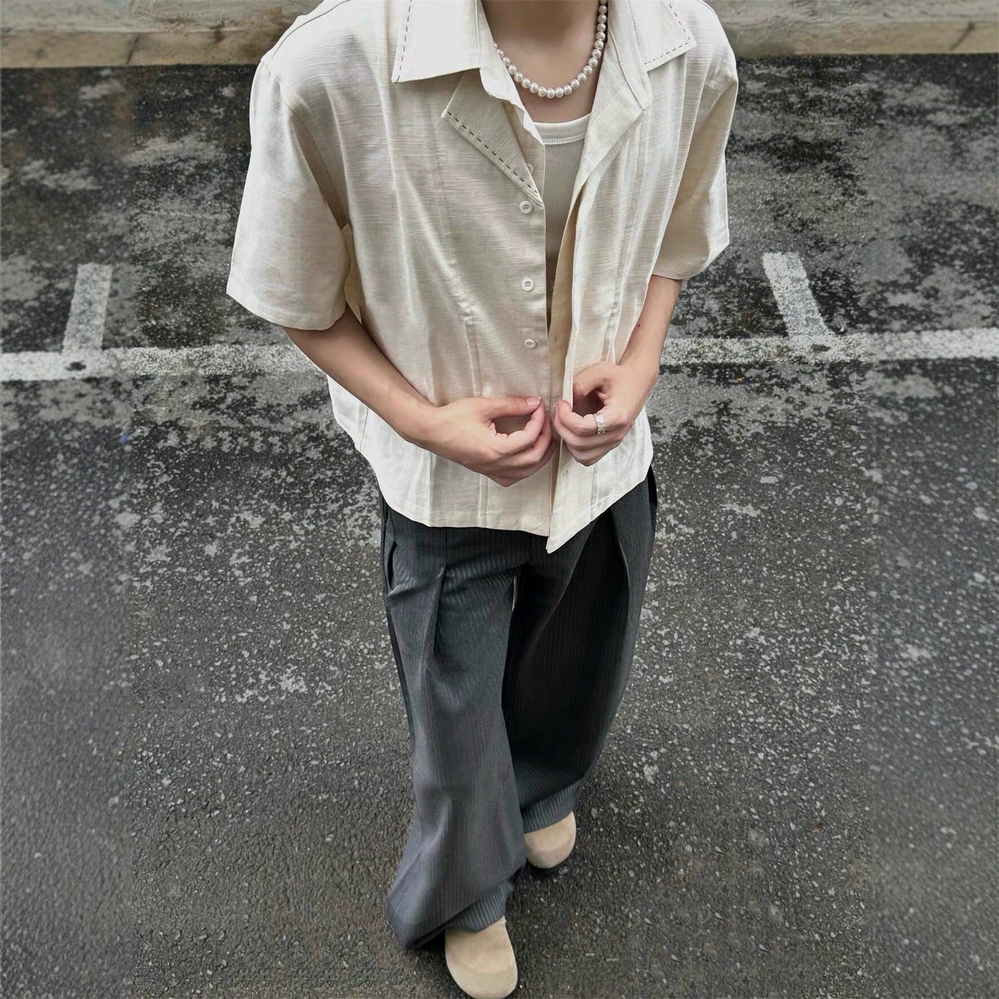 Versatile Casual Hand-stitched Short-sleeve Shirt