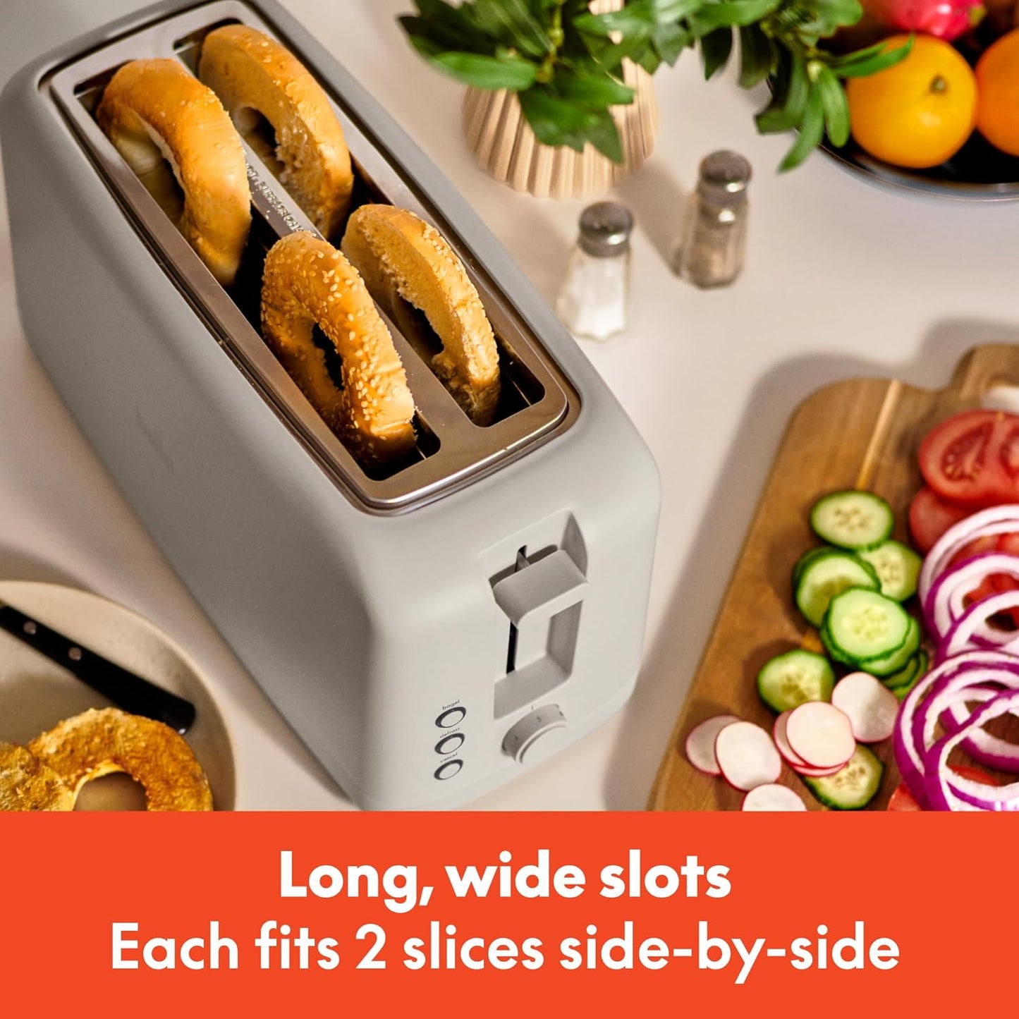 bella 2 Slice Slim Toaster, Fits-anywhere™ Kitchenware, 6 Setting Shade Control with Reheat & Cancel Buttons, Fits sourdough, 10” Long Slot, Anti Jam & Auto Shutoff, 900 Watt, Oatmilk