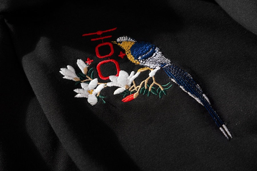 KH9083 Blumen-Stickerei-Hoodie