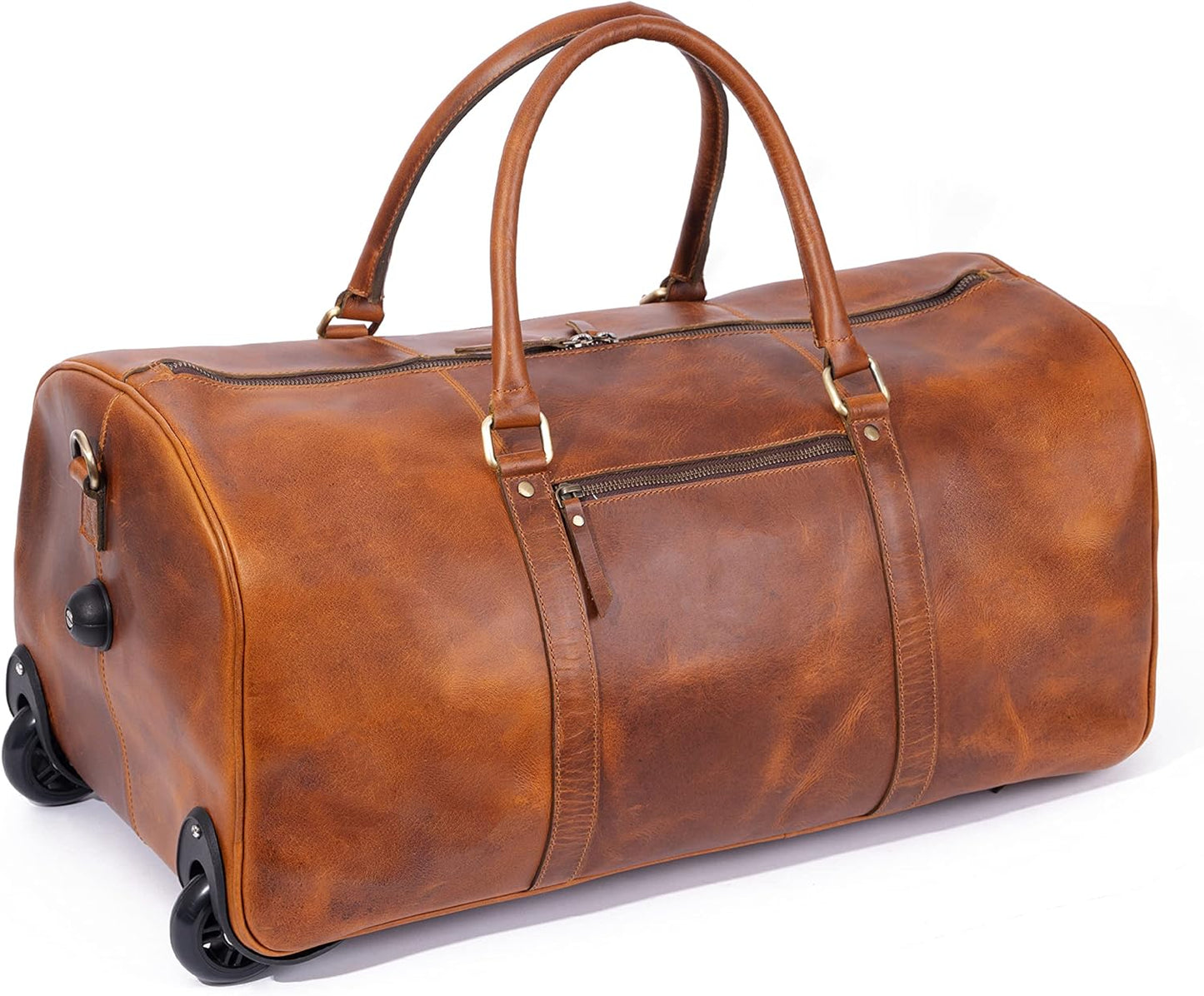Brauner Leder-Trolley 44L