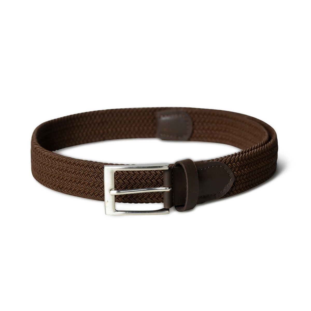 Ceinture tressée en toile marron