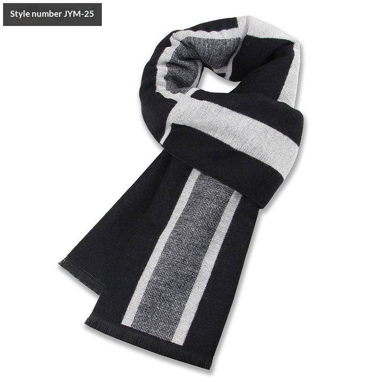 Mens Wool-Blend Plaid Scarf Winter Warmth & Extra Thickness
