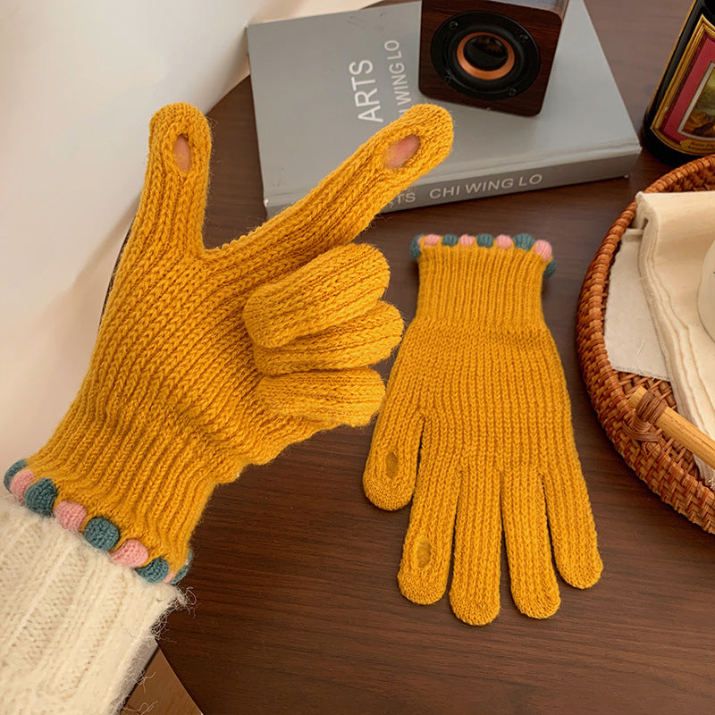 Winter Fingerless Knitted Gloves Touchscreen Warm Windproof
